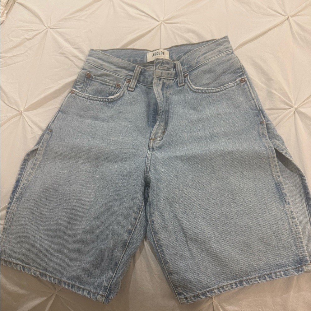 AGOLDE Light Blue Denim Shorts